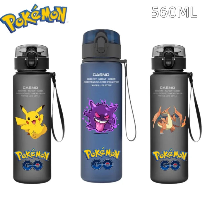 560ML Pokemon Tazza di Acqua Anime Portatile Per Bambini Carino Pikachu Gengar Plastica Sport All'aria Aperta Bottiglia di Acqua di Grande Capacità Regali