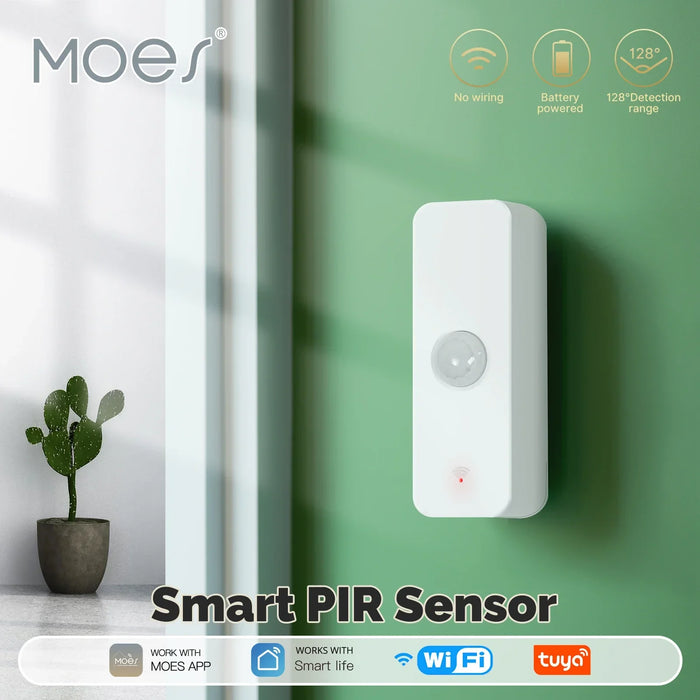 MOES Tuya WiFi/ZigBee Sensore PIR intelligente Rilevatore di movimento a infrarossi per il corpo umano Sicurezza domestica Collegamento scena Automazione Alimentazione a batteria