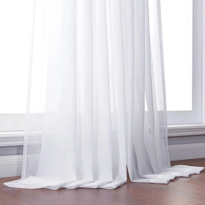 2 pezzi tende in Voile bianco matrimonio tinta unita decorazione della casa finestra tendaggi in Tulle Chiffon trasparente moderna schermatura della finestra della camera da letto