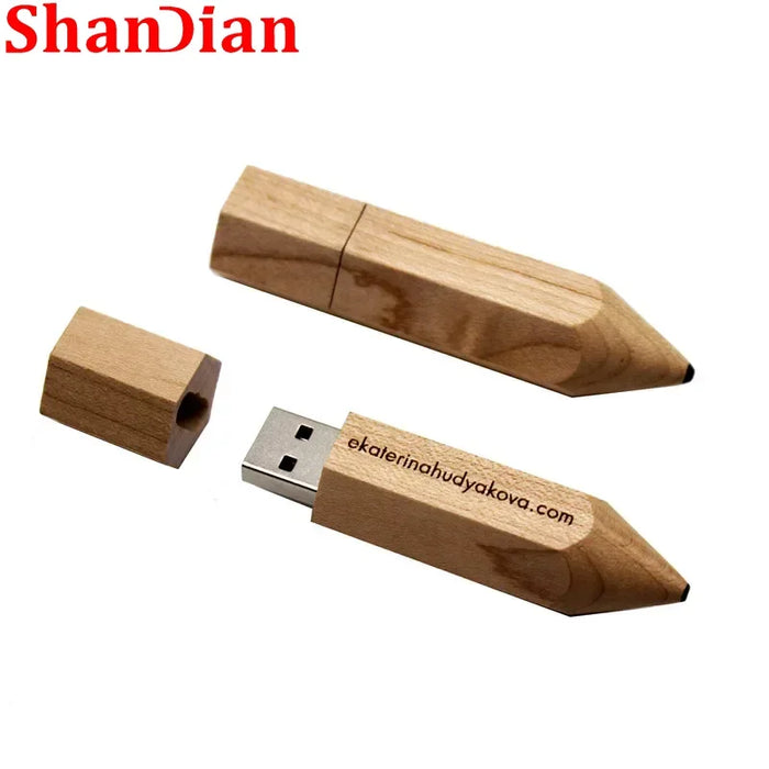 Chiavetta USB con matita in legno Logo personalizzato gratuito Pen Drive Legno d'acero Memory Stick con capacità reale 64 GB/32 GB/16 GB/8G/4G Disco U regalo