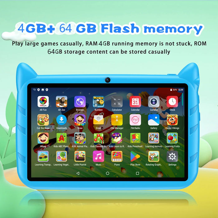 Nuova versione globale da 7 pollici 5G WiFi Tablet per bambini Quad Core Android Learning Education Tablet PC 4GB RAM 64GB ROM regali per bambini