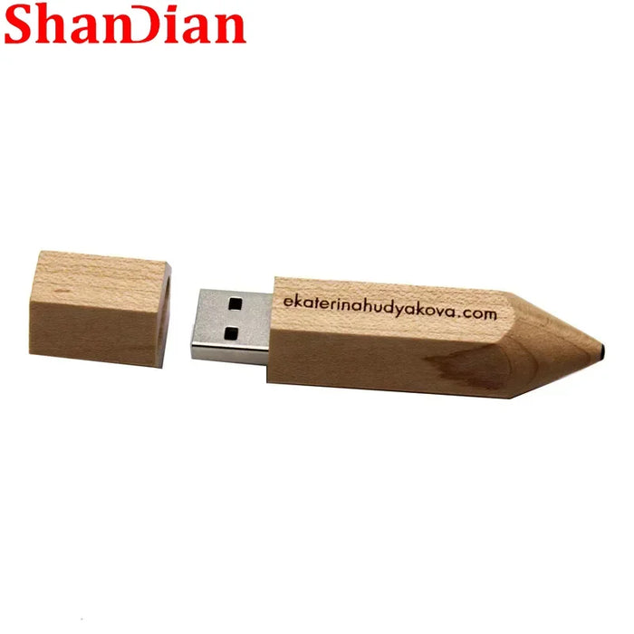 Chiavetta USB con matita in legno Logo personalizzato gratuito Pen Drive Legno d'acero Memory Stick con capacità reale 64 GB/32 GB/16 GB/8G/4G Disco U regalo