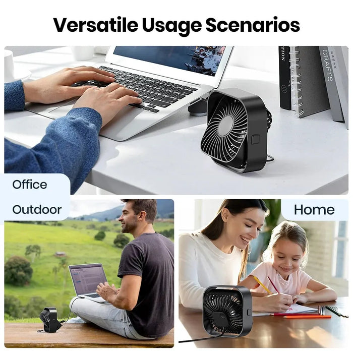 Mini ventilatore portatile USB TOPK, ventilatore elettrico personale da tavolo, ventilatori in piedi per camera, vento a 3 velocità girevole a 360 ° per il campeggio Quie