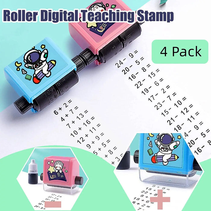 Math Stamp Roller addizione sottrazione divisione di propagazione pratica operazione matematica forniture per l'insegnamento del timbro matematico