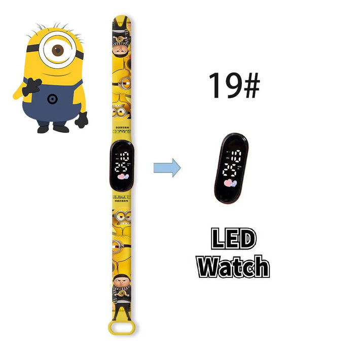 New Minions Child Watchs Anime Bob study Cartoon Digital Electronic LED Student Silicone Wristband Kids Birthday Gift Toys