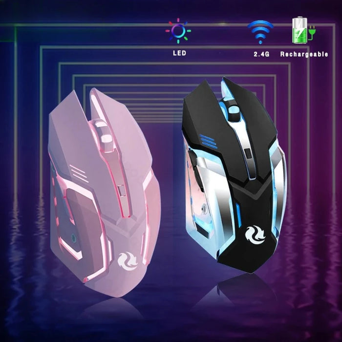 Mouse da gioco ricaricabile 2.4GWireless Bluetooth Mouse muto Mouse ergonomico per Computer Laptop Mouse retroilluminato a LED