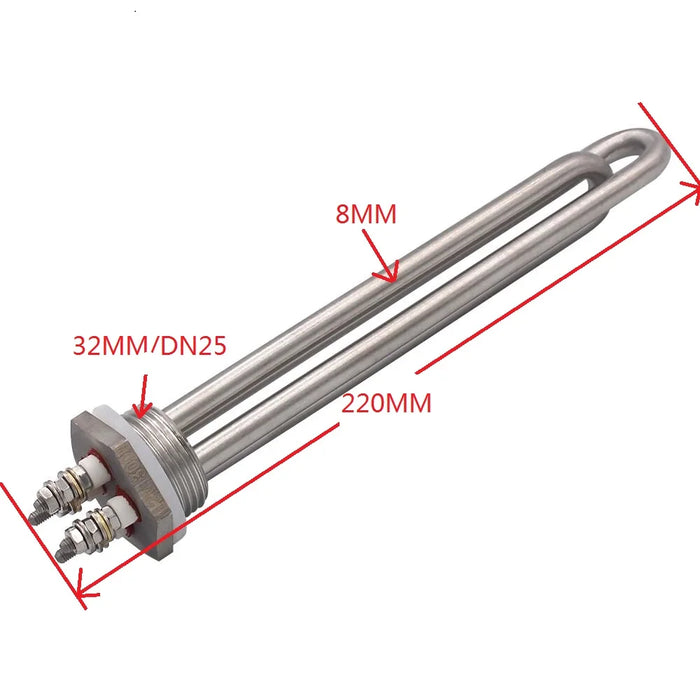 Riscaldatore elettrico tubolare ad immersione DN25 12V 24V 36V 48V 300W 600W 900W 1200W 1500W 304SS Elemento riscaldante per acqua solare DC da 1 pollice