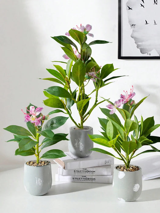 21-40cm piante di azalee artificiali albero di gomma finta foglie di palma tropicale Ficus finto con fiori piante verdi di plastica per la casa