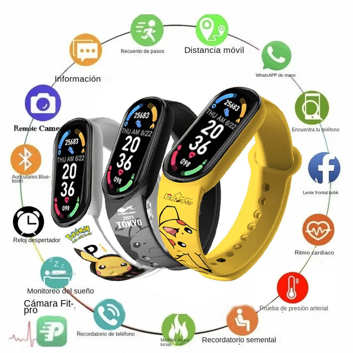 Pikachu New Style Magnetic Bluetooth Smart watchSports pedometro elettronico per la pressione della frequenza cardiaca musica monitoraggio del sonno giocattolo del sangue