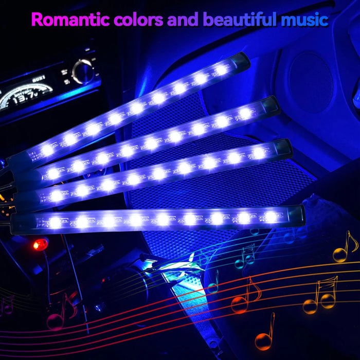 Neon 48 72 LED Car Interior Ambient Foot Light con USB Wireless Remote Music App Control Auto RGB Atmosphere lampade Decorative