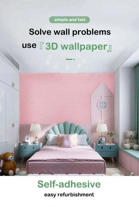 70cm * 1m adesivi murali impermeabili carta da parati da parete in PVC camera da letto decorazioni 3d decorazioni per la casa adesivi autoadesivi fai da te pannelli artistici