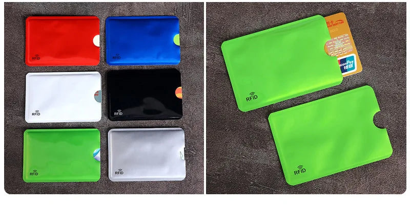 Porta carte di credito portatile anti-scansione da 10 pezzi Porta carte di credito NFC RFID Porta carte di credito portatile in foglio di alluminio antimagnetico