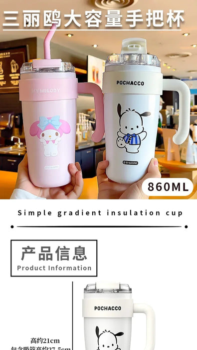 MINISO Sanrio Kuromi Water Cup My Melody Kuromi Anime Series Cute Straw Cup High-look Cinnamoroll regalo per ragazza di grande capacità