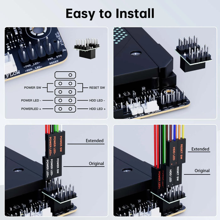 Pulsante di alimentazione per Computer Desktop da 2M interruttore per PC chiave meccanica avviamento esterno accensione/spegnimento e pulsante di ripristino cavo di prolunga per luce a LED