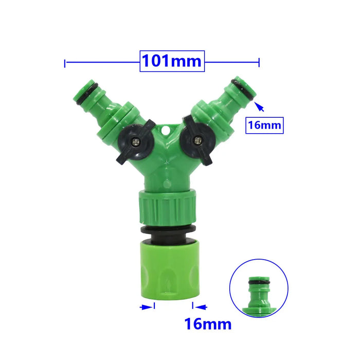 Splitter per acqua di rubinetto da giardino a 2 vie femmina 1/2 3/4 tubo da giardino Y splitter irrigazione interruttore regolabile 1 pz