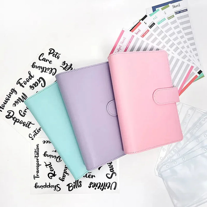 A6 Budget legers Planner 6 fori 8 buste con cerniera 2 adesivi in un portafoglio per NoteBook per risparmiare denaro Organizer sistema di cassa