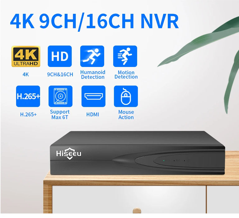 Hiseeu H.265 + HEVC 8CH 16CH 32CH CCTV NVR 4K 8MP 5MP 4MP 3MP 2MP videoregistratore di rete IP per Kit di sistema di telecamere di sorveglianza