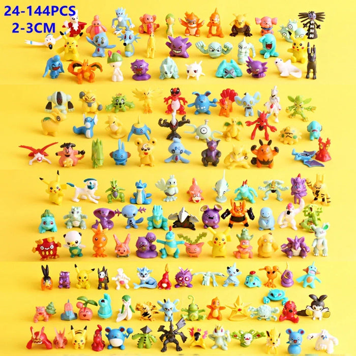 Pokemon 24-144 pz Elf 2-3cm Anime Action diverse figure di stile Pikachu Pokeball mostro giocattolo bambole modello bambino regali di natale