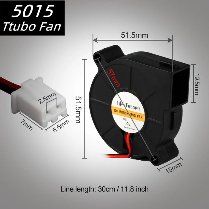 5015/4010/4020 12V e 24V Ventola Turbo di raffreddamento Parti della stampante 3D senza spazzole 2Pin per estrusore DC Cooler Ventilatore Ventole di plastica envio gratis