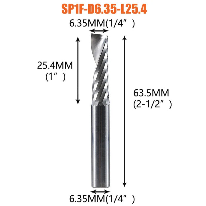 1pc AAAAA 3D CNC Router Bit Incisione Taglio 3.175/4/6 Gambo Singola Flauto Fresa Spiral End Mill Lavorazione Del Legno di Alluminio