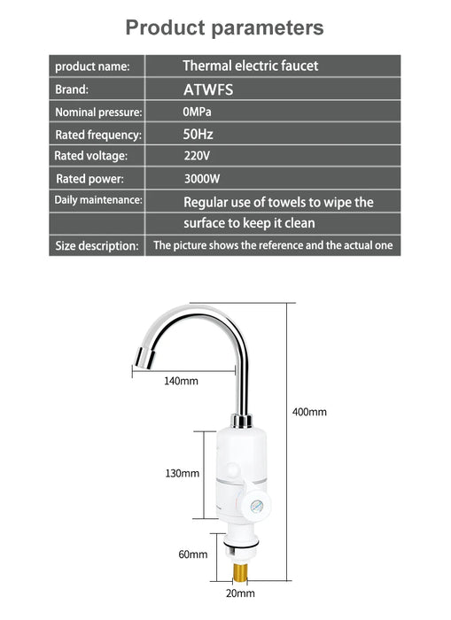 ATWFS Tankless elettrico più nuovo scaldabagno cucina istantaneo rubinetto dell'acqua calda rubinetto dell'acqua Heater3000w istantaneo