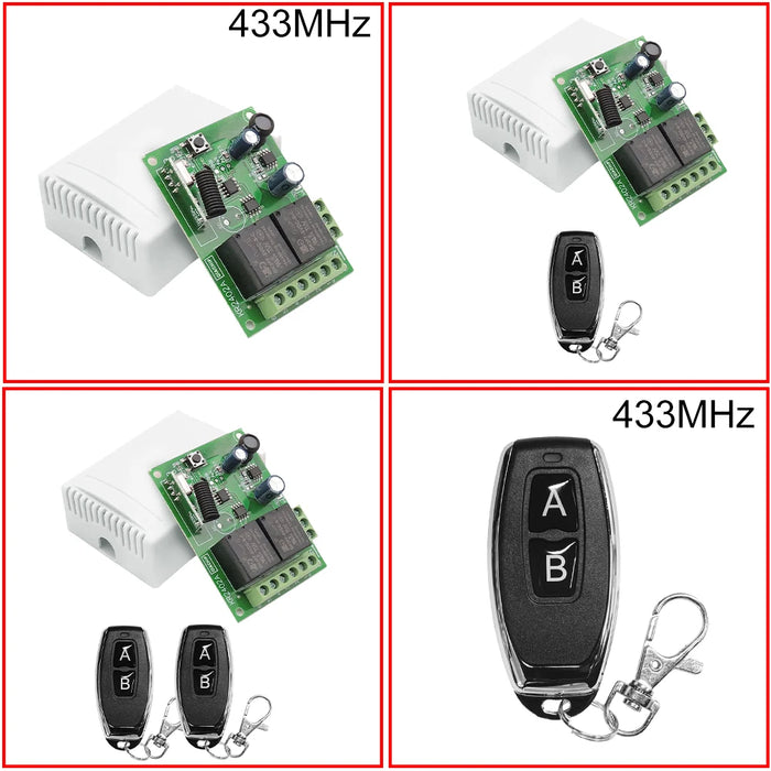 QIACHIP 433MHz interruttore di controllo remoto relè Wireless modulo 2CH trasmettitore RF DC 5V 12V 24V 30V per lampada luce porta Garage