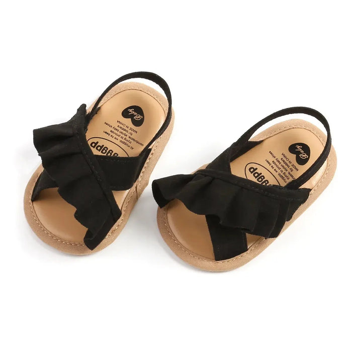 Meckior sandali estivi per bambini scarpe da bambina principessa suola piatta antiscivolo bambino primo camminatore scarpe da culla pantofole di tela neonato