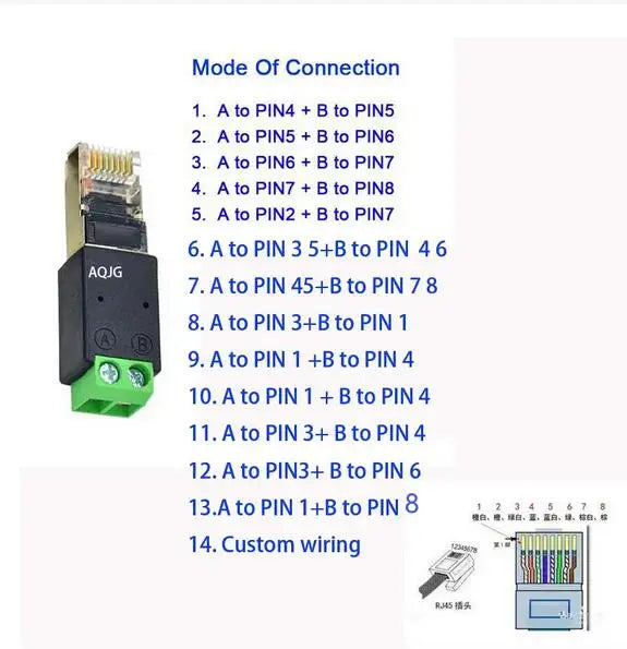 RJ45 a 2pin 4pin terminale Rs485 adattatore di rete connettore RJ45 RJ45 maschio a 485 connettore Splitter per CCTV DVR