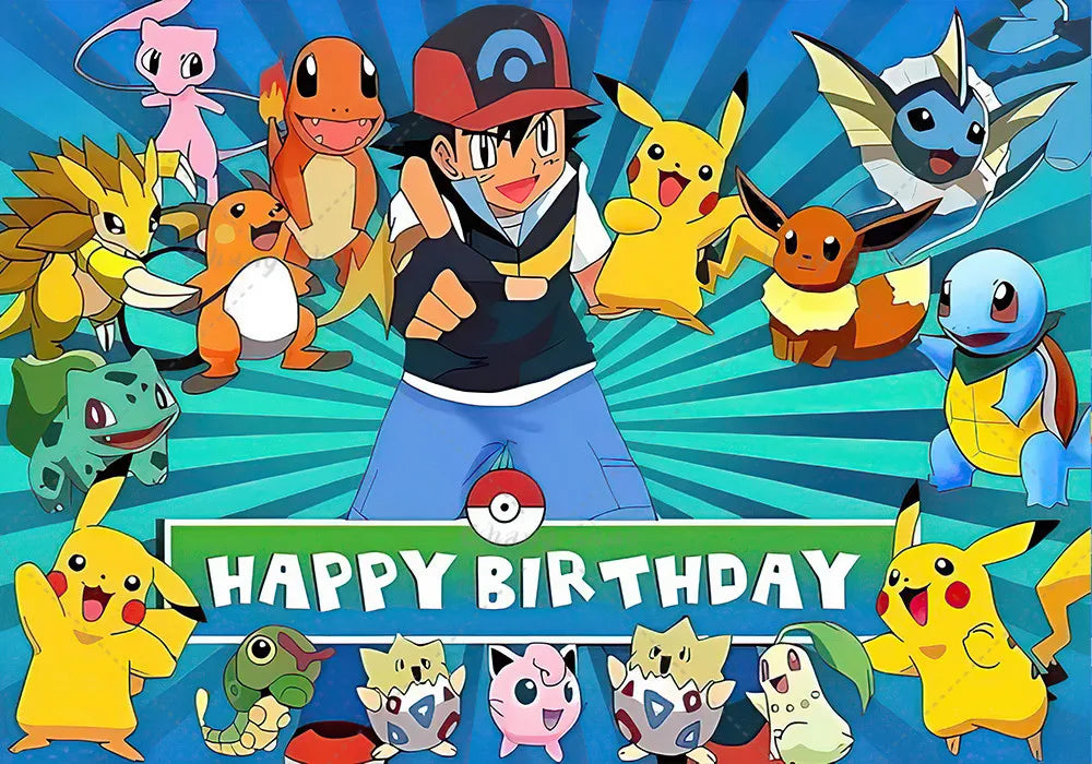 Pokemon Pikachu sfondo decorazione animazione fotografia sfondo Banner Poster festa di buon compleanno bambini ragazzo Baby Shower