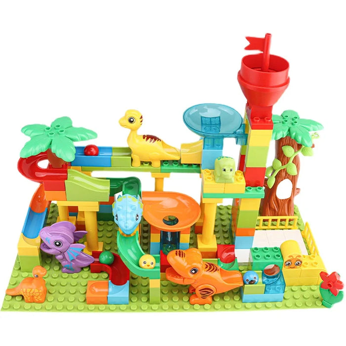 Marble Race Run Big Building Blocks Crazy Rolling Ball scivolo compatibile Dinosaur Tunnel Animal Bricks Parts accessorio giocattoli per bambini