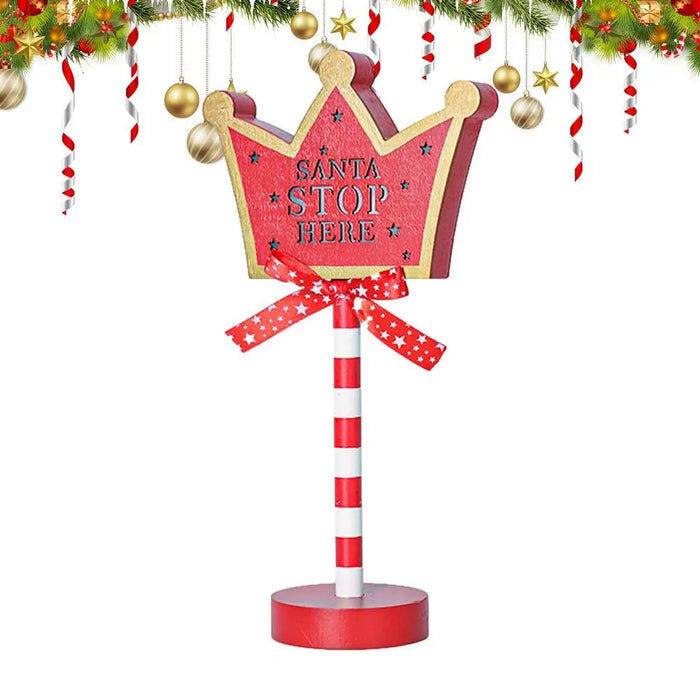 Stop Sign Party Decoration Santa Stop Here Tree Topper Desk Lamp LED Stop Sign Light Up Christmas Garden Light per Window Sign