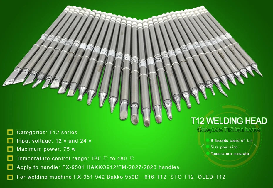 1pc T12 Punte per saldatore Sostituzione Vari modelli di punta Punta per saldatore elettrico T12-D4 D52 J02 JS02 BC3 CF4 KF KL