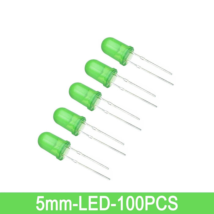 100 Pz/lotto 3mm 5mm F3 F5 LED Rotondo Ultra Luminoso Bianco Verde Giallo Blu Bianco Rosso Diodo Emettitore di Luce Per Il Kit Fai Da Te