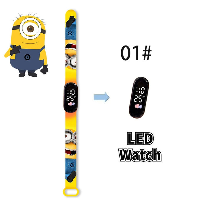 New Minions Child Watchs Anime Bob study Cartoon Digital Electronic LED Student Silicone Wristband Kids Birthday Gift Toys