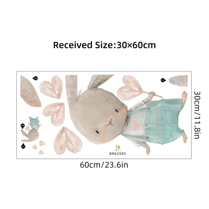 1 pz cartone animato carino palloncino testa storta coniglio adesivi murali per la decorazione della camera dei bambini camera dei bambini decalcomanie da parete camera da letto decorativa