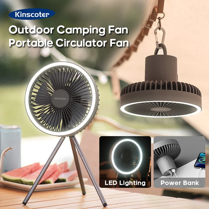 Ventilatore da campeggio da 10000mAh 4000mAh ventilatore elettrico da soffitto senza fili da tavolo ricaricabile con illuminazione a LED Power Bank