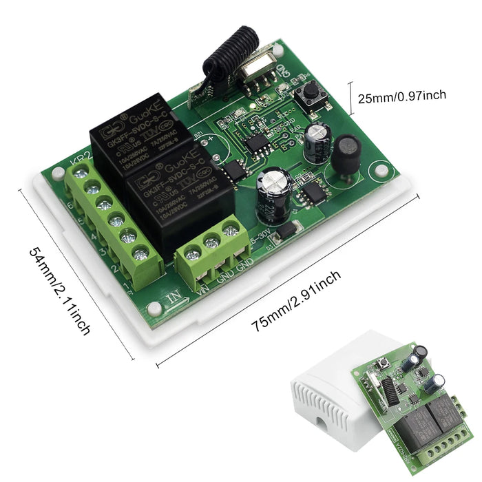 QIACHIP 433MHz interruttore di controllo remoto relè Wireless modulo 2CH trasmettitore RF DC 5V 12V 24V 30V per lampada luce porta Garage