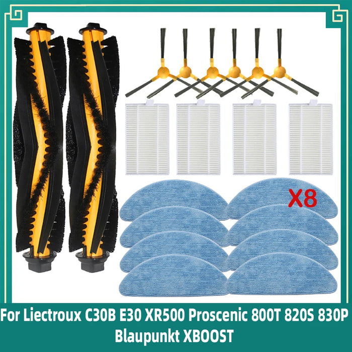 Compatibile con spazzola principale e laterale, panno per pulizia, mop e filtro per i robot aspirapolvere Liectroux C30B E30 XR500 Proscenic 800T 820S 830P Blaupunkt XBOOST