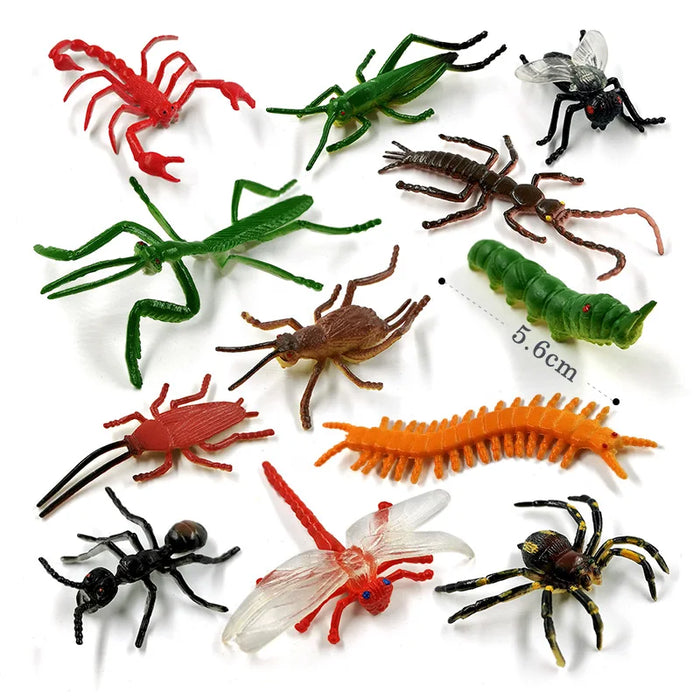 12 pezzi insetto ragno farfalla pesce dinosauro cane gatto cavallo figurine fattoria modello animale action figure set di giocattoli caldi per il regalo dei bambini