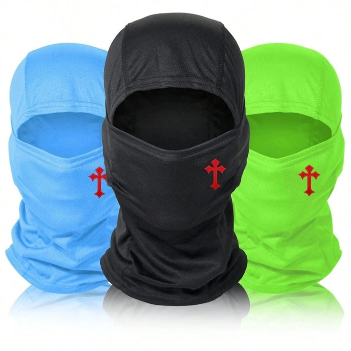 1pc cappuccio maschera stampato incrociato per uomo e donna cappello passamontagna da equitazione all'aperto cappello da sole antivento e protezione solare