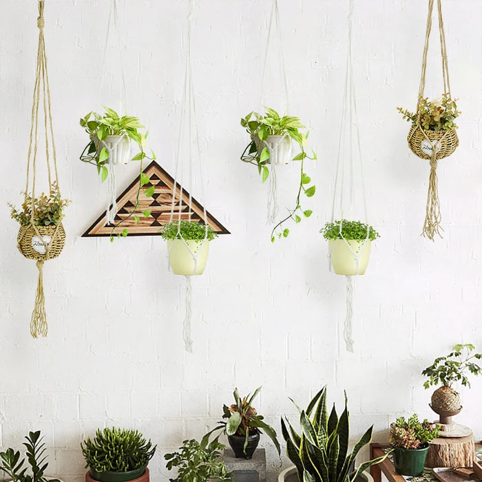 Cesto appeso per piante da giardinaggio appendiabiti in corda di cotone vaso da fiori Macrame tasca per vasi fatta a mano decorazione del cortile del giardino della parete di casa