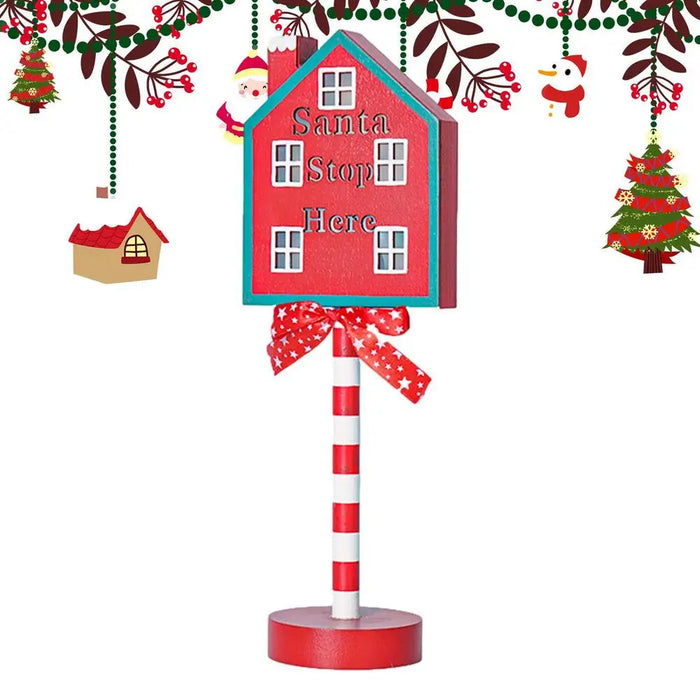 Stop Sign Party Decoration Santa Stop Here Tree Topper Desk Lamp LED Stop Sign Light Up Christmas Garden Light per Window Sign