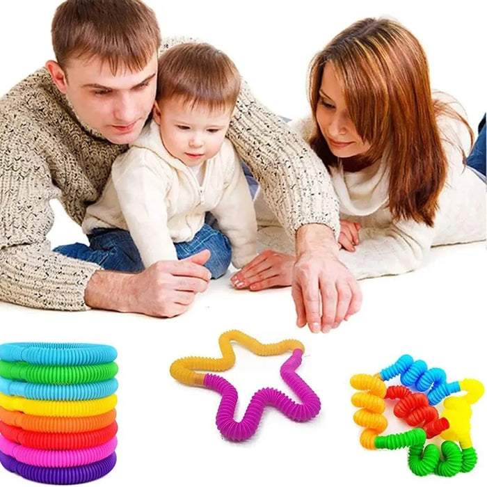 8PCS tubo telescopico colorato tubo Pop tubo di allungamento tubo corrugato bambini giocattolo antistress per adulti giocattoli pieghevoli educativi