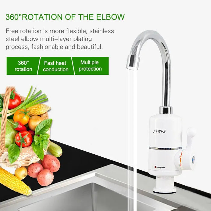 ATWFS Tankless elettrico più nuovo scaldabagno cucina istantaneo rubinetto dell'acqua calda rubinetto dell'acqua Heater3000w istantaneo