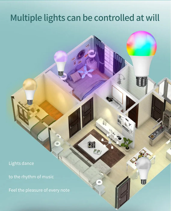 Tuya Smart Bulb E27 APP Control Bluetooth dimmerabile lampadina a LED lampada RGB 85-265V decorazione camera da letto illuminazione per feste Smart Life