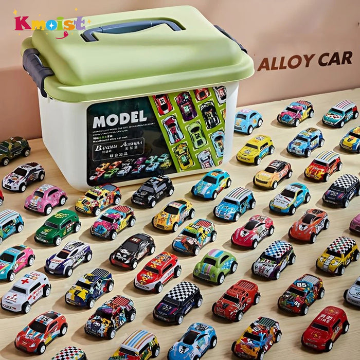 Mini Set di modelli di auto in lega con scatola di immagazzinaggio Diecast Cars Toys for Boys scorrevole Inertia Vehicle Kit di giocattoli per bambini regali per bambini