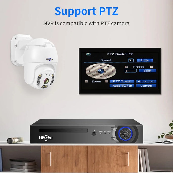 Hiseeu H.265 + 4CH 10CH 16CH POE NVR per telecamera di sorveglianza di sicurezza IP Sistema CCTV 5MP 8MP 4K Audio Video Recorder Face Detect