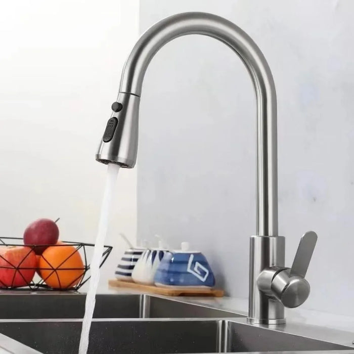 Rubinetti da cucina 304 in acciaio inox estraibile lavello da cucina rubinetto dell'acqua miscelatore montato sul ponte testa spruzzatore a flusso rubinetti caldi e freddi