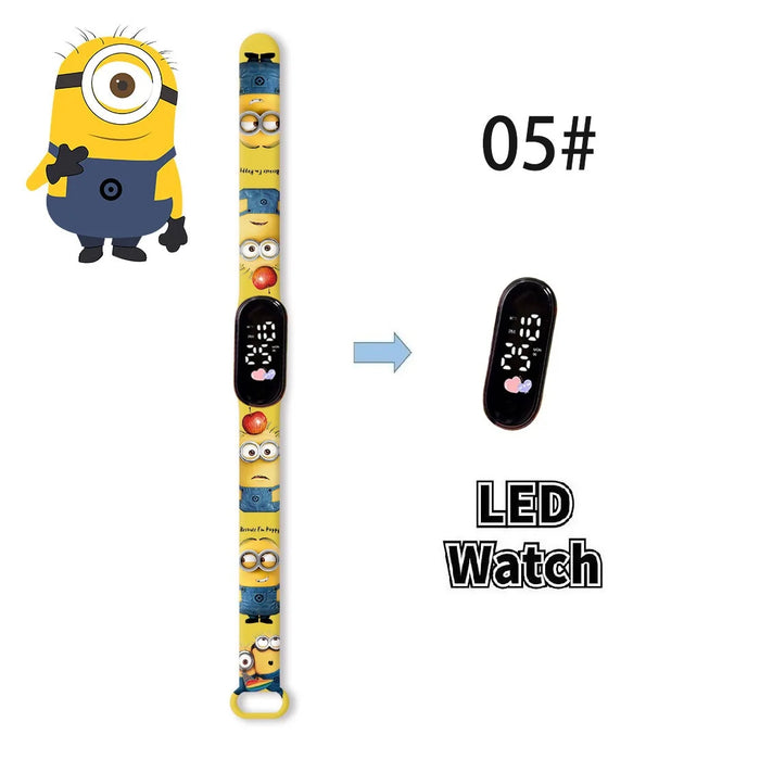 New Minions Child Watchs Anime Bob study Cartoon Digital Electronic LED Student Silicone Wristband Kids Birthday Gift Toys