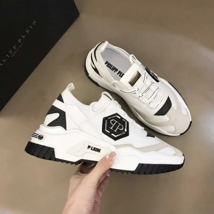 2024Philipp Plein nuove scarpe sportive da uomo, Design classico e semplice moda atmosfera elegante, pelle bovina superiore con tessitura volante P